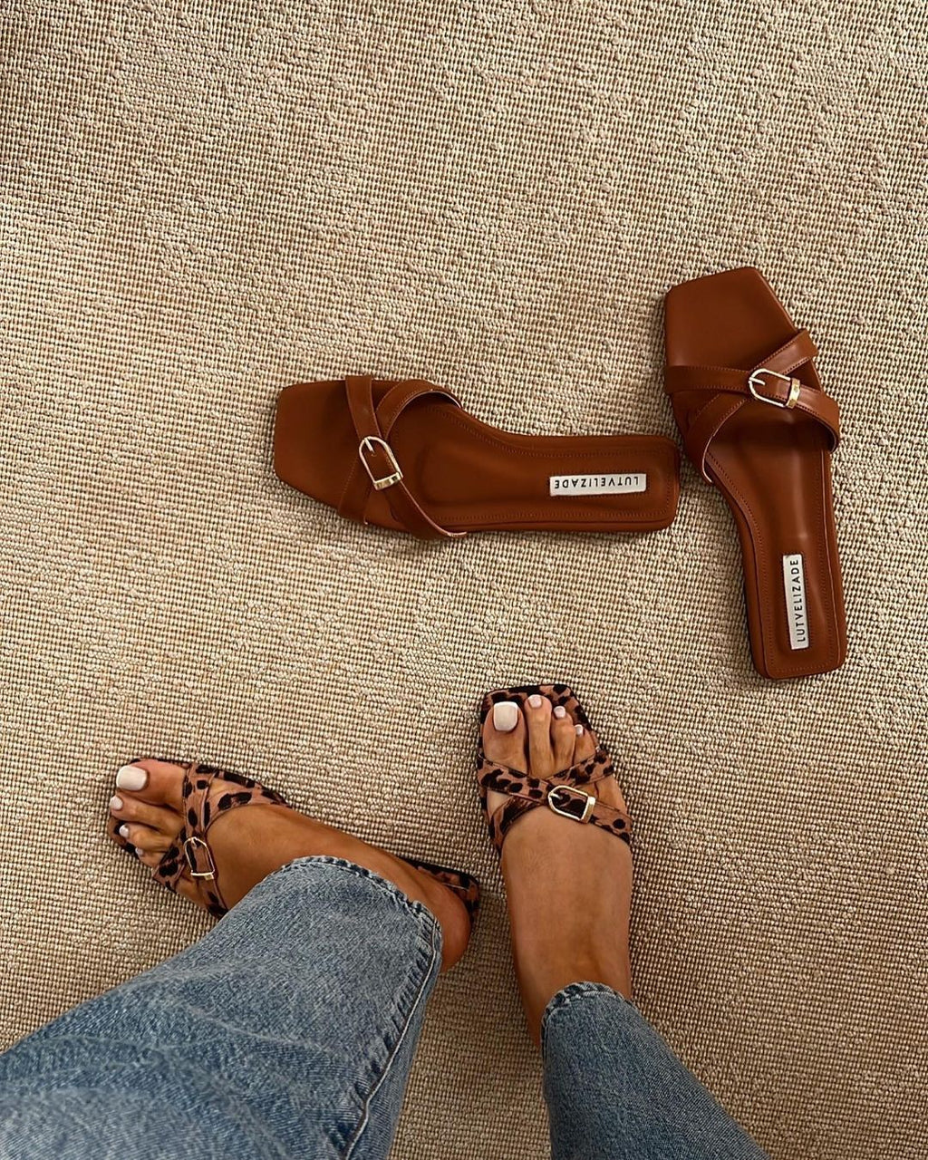 belt buckle cross sandals