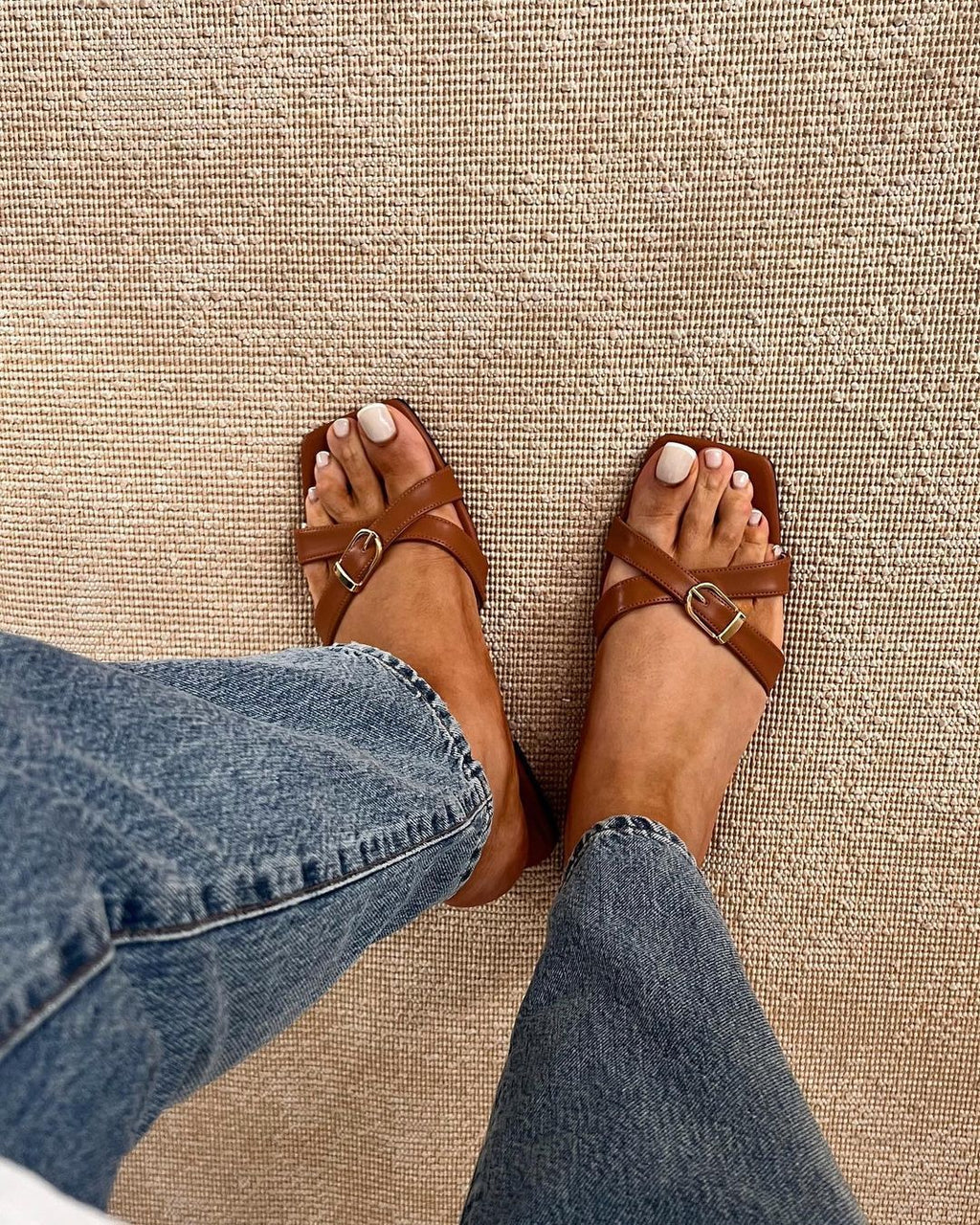 belt buckle cross sandals